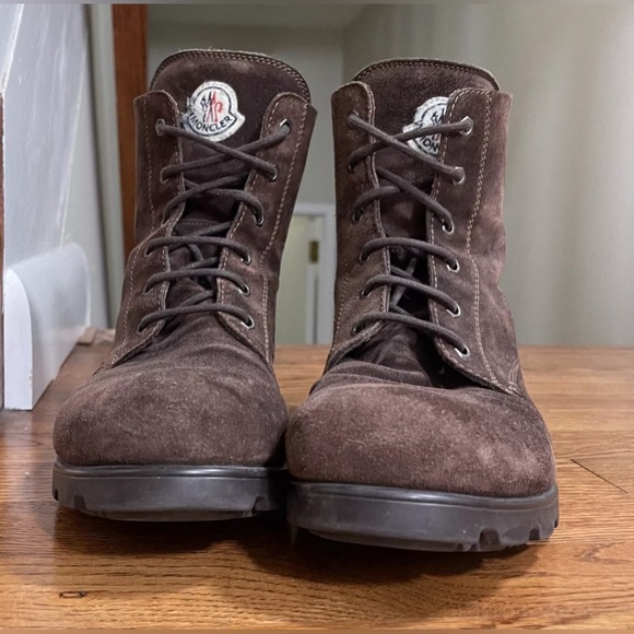 Mens Moncler Brown Suede Lace Up Combat Boots Size 42 8.5 US - Picture 6 of 9